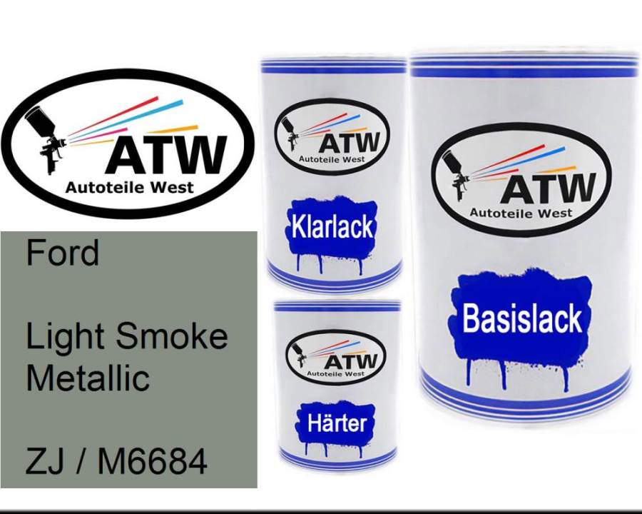 Ford, Light Smoke Metallic, ZJ / M6684: 500ml Lackdose + 500ml Klarlack + 250ml Härter - Set, von ATW Autoteile West.